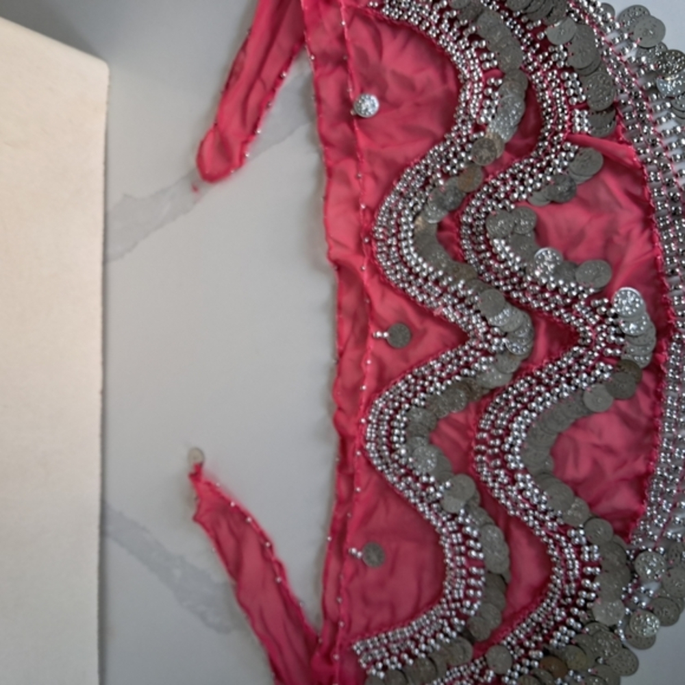 Pink Belly Dance Hip Scarf